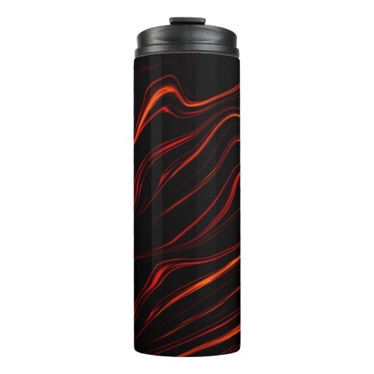 Große rote lange Spuren über schwarzem Hintergrund Thermosbecher (Vorderseite)