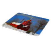 Große rote Leuchtturm-Malerei - Originalkunst Schneidebrett (Ecke)