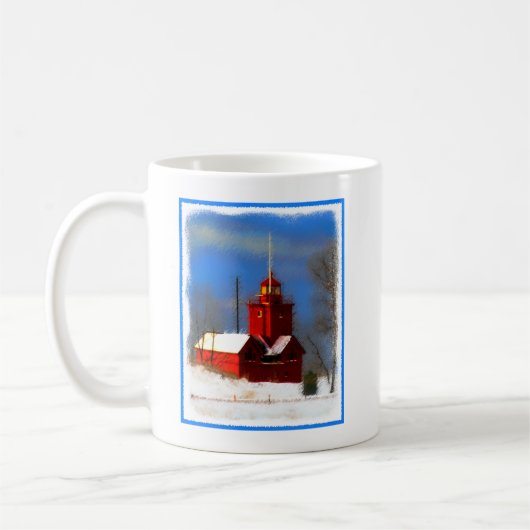 Große rote Leuchtturm-Malerei - ursprüngliche Kaffeetasse (Links)
