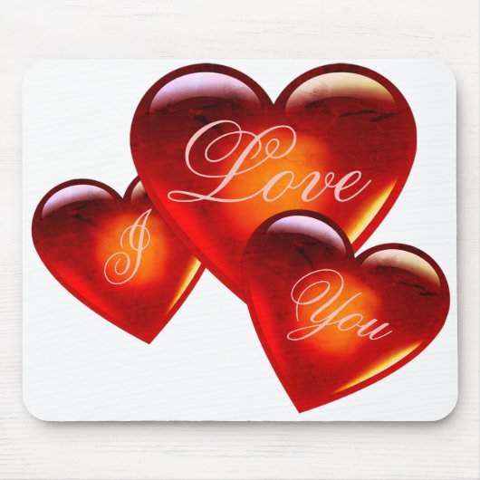 Große rote Liebe Herz/I Liebe Sie/liebend herzweiß Mousepad (Vorne)