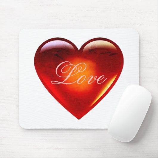 Große rote Liebe Herz/viel Liebe/liebend herzweiß Mousepad (Mit Mouse)