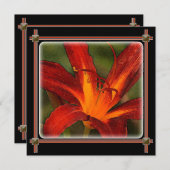 große rote Liliengrafik Einladung (Vorne/Hinten)