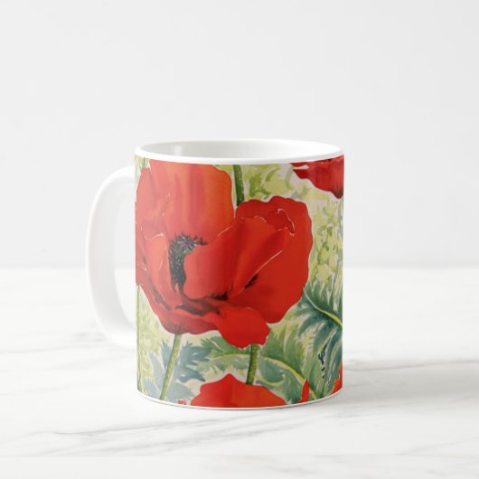 Große rote Mohnblumen Kaffeetasse (Vorderseite Links)