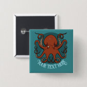 Große rote Oktopus-Kunstwerk Individuelle Textgest Button (Vorne & Hinten)