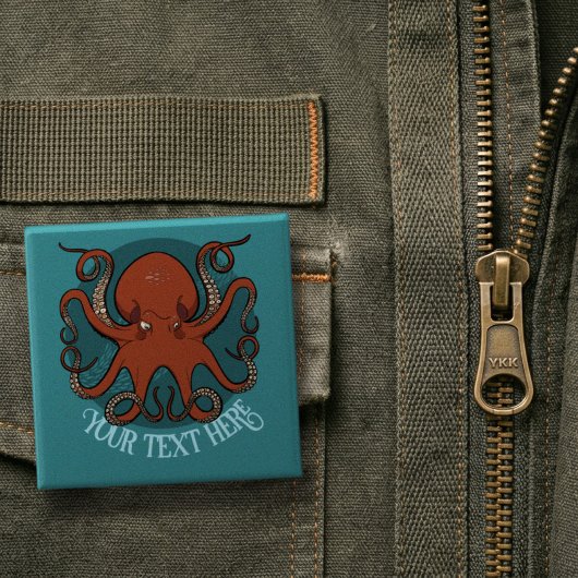 Große rote Oktopus-Kunstwerk Individuelle Textgest Button