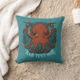 Große rote Oktopus-Kunstwerk Personalisierte Textg Kissen