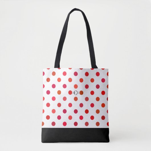 Große rote Punkte in den verschiedenen Schatten Tasche (Vorderseite)
