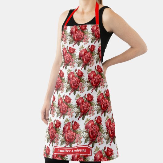 Große Rote Rosen Elegant, floral Schürze (InSitu)