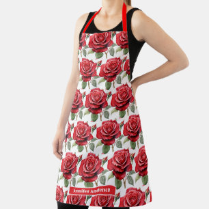 Große Rote Rosen Elegant, floral Schürze