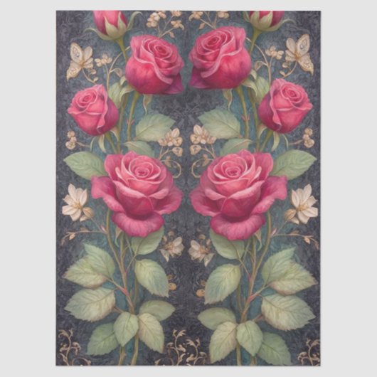 Große Rote Rosen für Kunsthandwerk und Dekorelemen Seidenpapier (Vorderseite)