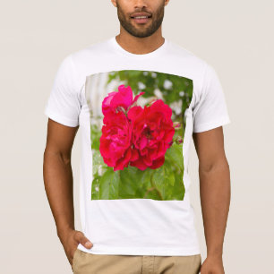 Große rote Rosen im Garten T-Shirt