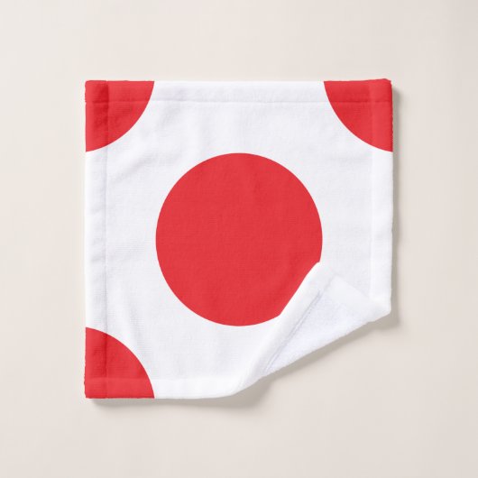 Große rote Tupfen Badhandtuch Set (Waschlappen)