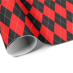 Große rote und schwarze Argyle-Geschenkpapier Geschenkpapier