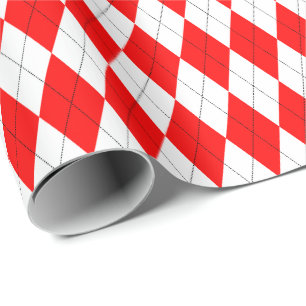 Große rote und weiße Argyle-Geschenkpapier Geschenkpapier