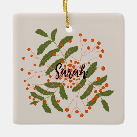 Große Rowan-Beeren Keramikornament (Vorderseite)