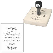 Große Rücksendeadresse Familienname Botanische Blä Gummistempel (Stempel)