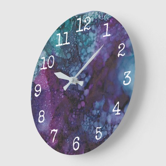Große runde Uhr "Blue Purples" (Winkel)