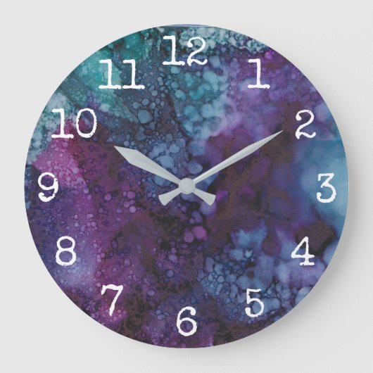 Große runde Uhr "Blue Purples" (Vorderseite)