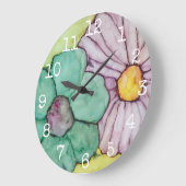 Große runde Uhr "Blume Tinte 2" (Winkel)