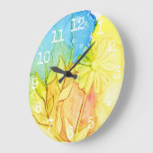 Große runde Uhr "Blume Tinte 3" (Winkel)