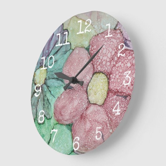 Große runde Uhr "Blume Tinte 4" (Winkel)