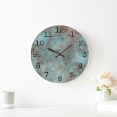 Große runde Uhr grüne rosa Marmorfarben (Zuhause)