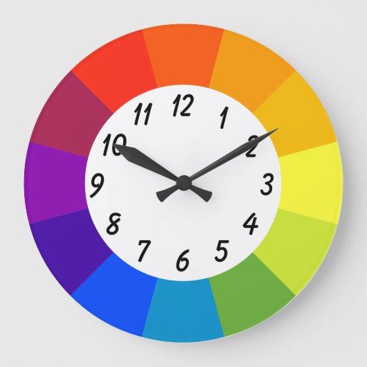 Große runde Uhr in Rainbow-Hell-Farben (Vorderseite)