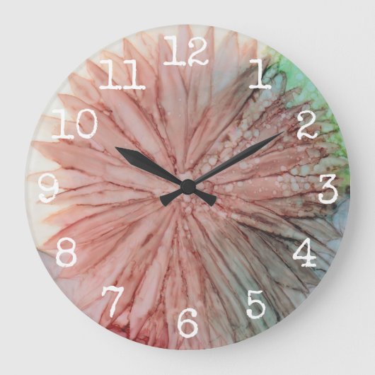 Große runde Uhr "Pinkische Blume" (Vorderseite)