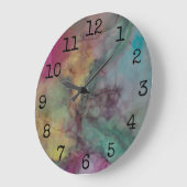 Große runde Uhr "Pinks und Grüntöne"-Blöcke (Winkel)