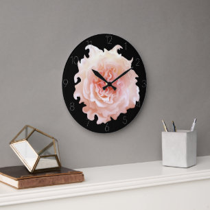 Große Runde Uhr   Zerzauste Rose