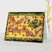 Große russische Volkskunst Happy Birthday Card Karte (Gelbe Blume)