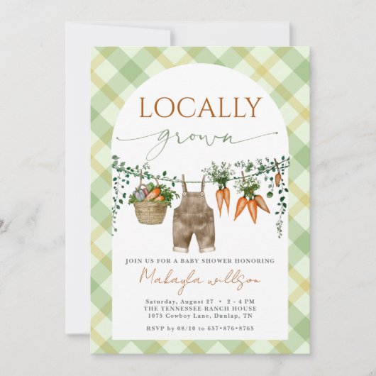 Grosse rustikale Bauern Kinderdusche Einladung (Vorderseite)