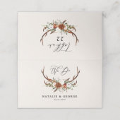 Grosse, rustikale botanische Hochzeit Terrakotta Platzkarte (Außenseite Aufgefaltet)