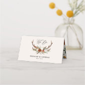 Grosse, rustikale botanische Hochzeit Terrakotta Platzkarte (Vorderseite)