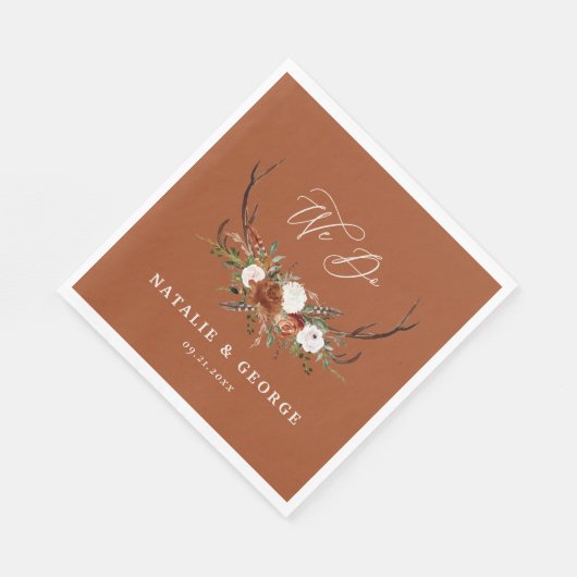 Grosse, rustikale botanische Hochzeit Terrakotta Serviette (Ecke)