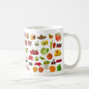 große Sammlung Obst und Gemüse Kaffeetasse