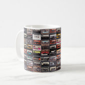 Große Sammlung von Audiokassetten. Retro musical Kaffeetasse (Vorderseite Links)