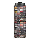 Große Sammlung von Audiokassetten. Retro musical Thermosbecher (Vorderseite)