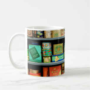 Große Sammlung von farbenfrohen Vintage-Dosen ausg Kaffeetasse
