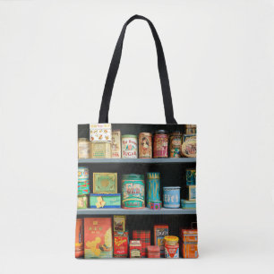 Große Sammlung von farbenfrohen Vintage-Dosen ausg Tasche