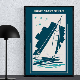 Große Sandstrasse in Queensland - Vintages Segeln Poster
