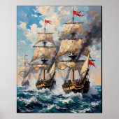 Große Schiffe auf einem Schlachtschiff Poster (Vorne)