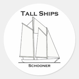 Große Schiffe Gaff-Rigged Schooner (Segelplan) Runder Aufkleber