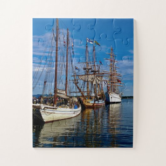 Große Schiffe im historischen Hafen Puzzle (Vertikal)