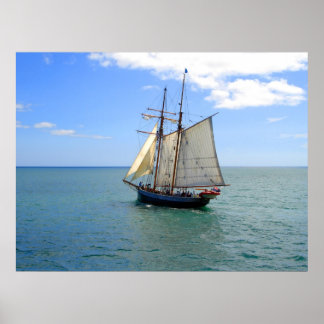 Große Schiffe in der Bucht der Inseln, Neuseeland Poster