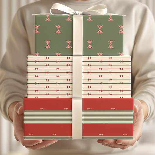 Große Schleife aus gestreiftem Band Geschenkpapier Set