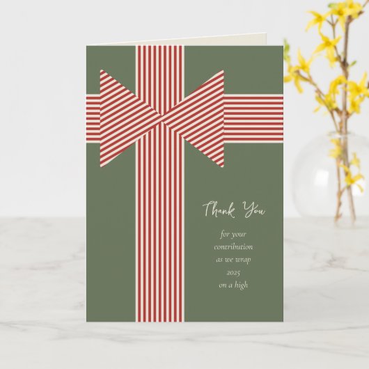 Große Schleife aus gestreiftem Band Karte (Gelbe Blume)