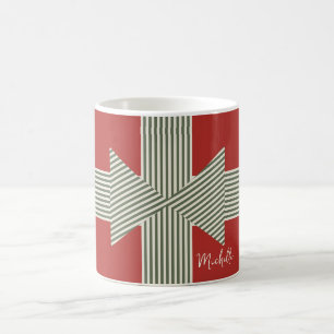Große Schleife aus gestreiftem rotem Band Kaffeetasse