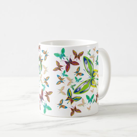 Große Schmetterlings-Träume Kaffeetasse (VorderseiteRechts)