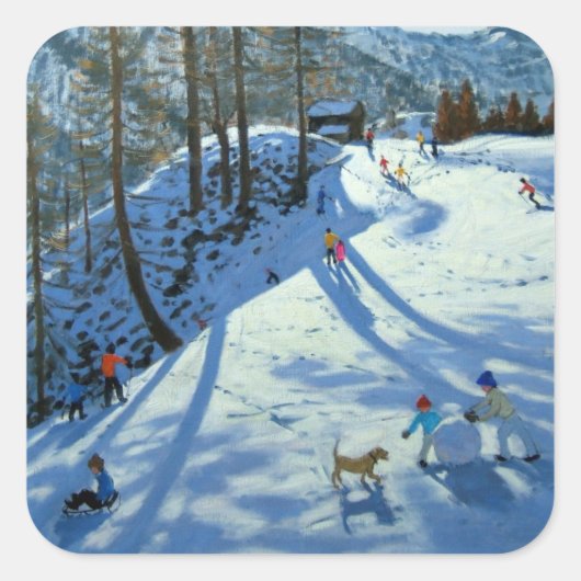 Große Schneeballeuchte Quadratischer Aufkleber (Vorderseite)